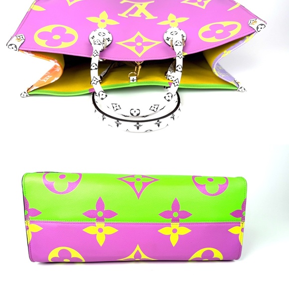 Authentic Louis Vuitton Pink Lilac Green Monogram Giant OnTheGo Multicolor Tote - Picture 5 of 9